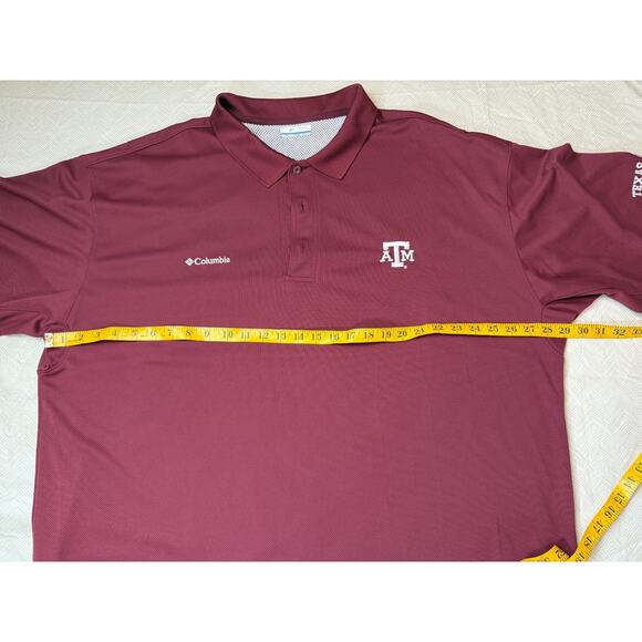 Texas A&M Aggies Columbia Maroon Polo Shirt Mens Sz XXL PFG Omni-Shade Vented - Picture 7 of 10